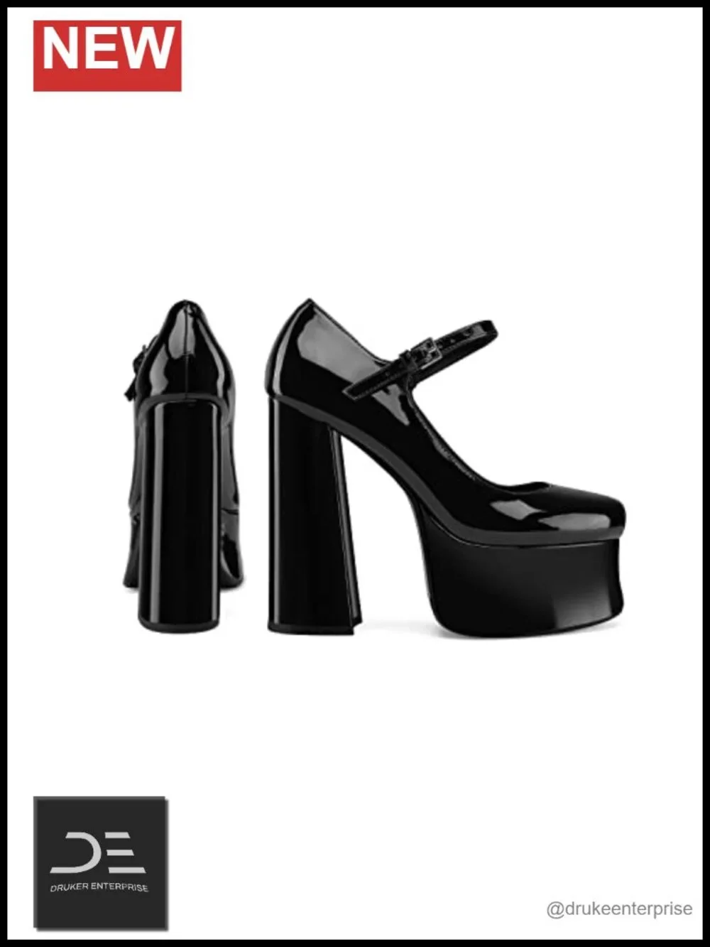Women's Mary Jane Platform Heels Black Close Toe Chunky Block Pumps